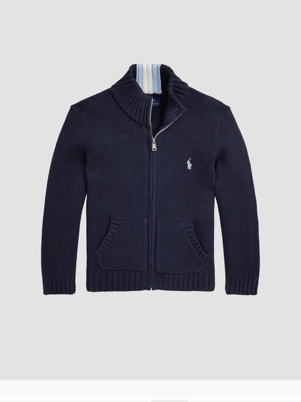 Polo by Ralph Lauren Boys Navy Full-Zip Shawl Collar Sweater Size M